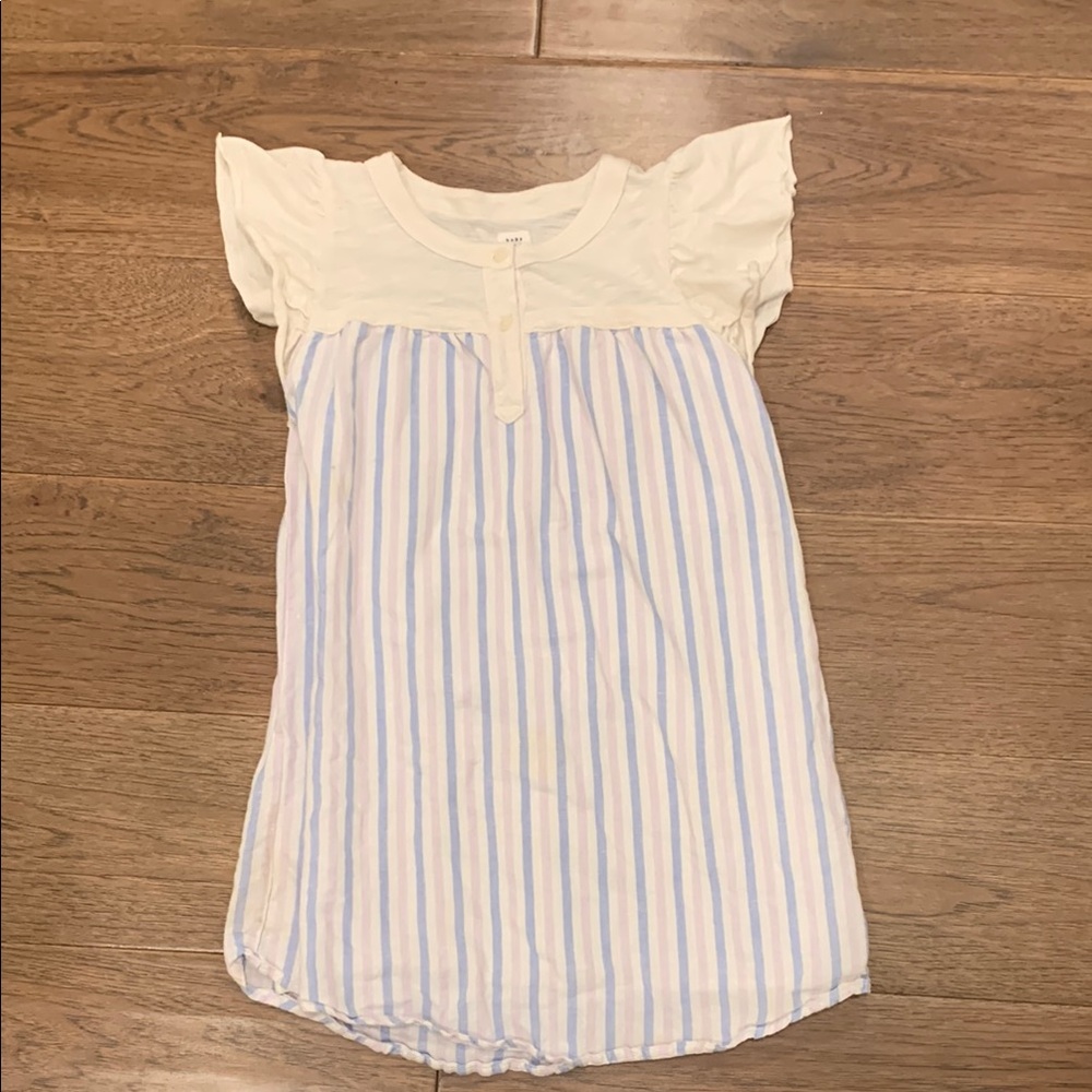 Girls' Striped Dress with Ruffled Sleeves